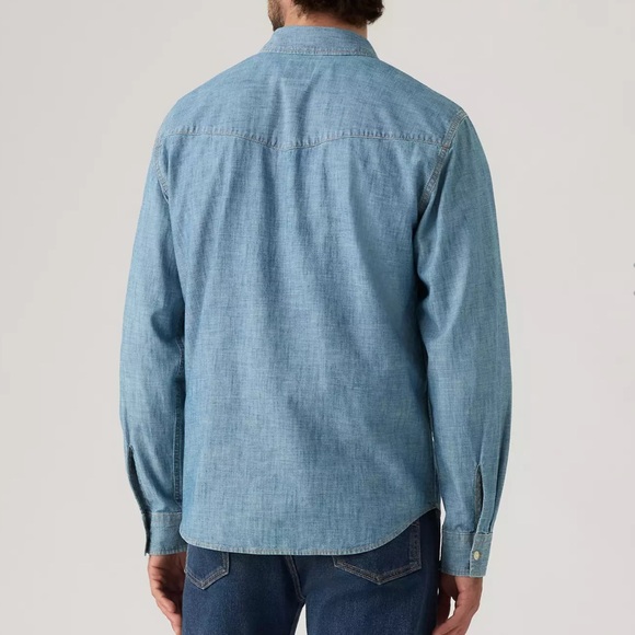 LEVIS RELAXED FIT WESTERN SHIRT Color Blue Dreams Chambray Size M - Picture 3 of 8